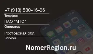 Кто звонил с 9185801696 - регион и оператор